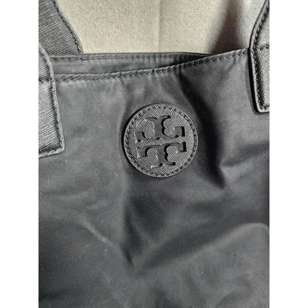 Tory Burch Ella Nylon LOGO Packable Tote BLACK